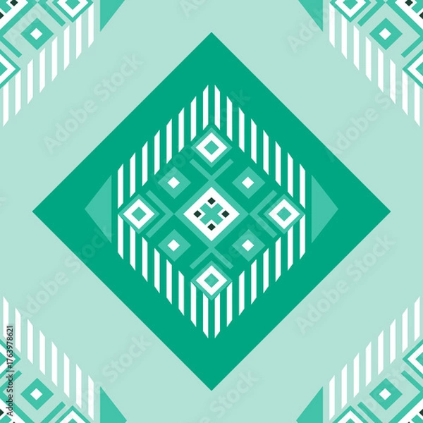 Obraz Modern Ethnic Green Color Pattern