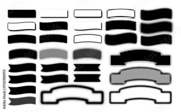 Fototapeta Halftone Banner Symbols, Fully Editable Vector of Banners in Halftone Pattern, Multiple Patterns of Banners