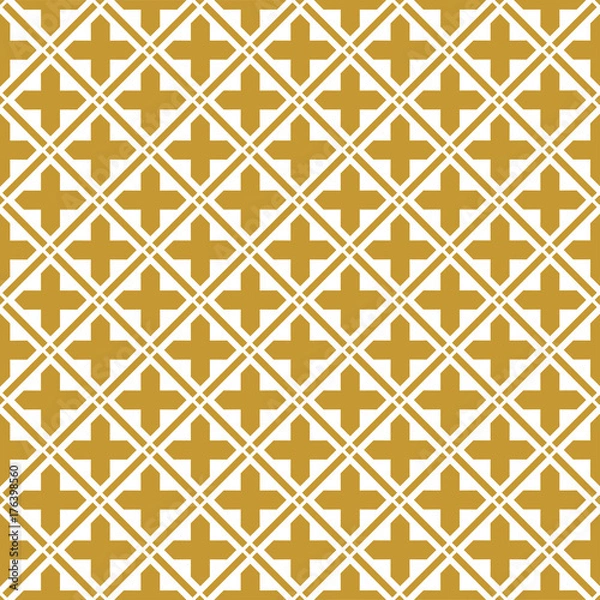 Fototapeta Golden cross seamless pattern, Christmas/new year background, vector