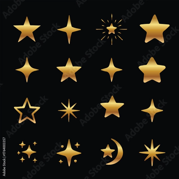 Obraz Set of golden stars 