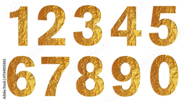 Obraz set of numbers with golden glitter effect 
