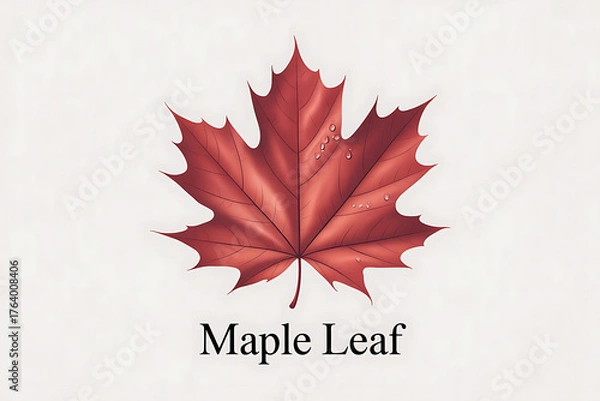 Fototapeta Vibrant red maple leaf against a soft background, representing autumn and national identity.