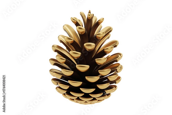 Fototapeta Golden pinecone with intricate scales, a natural form rendered in a luxurious, metallic finish.