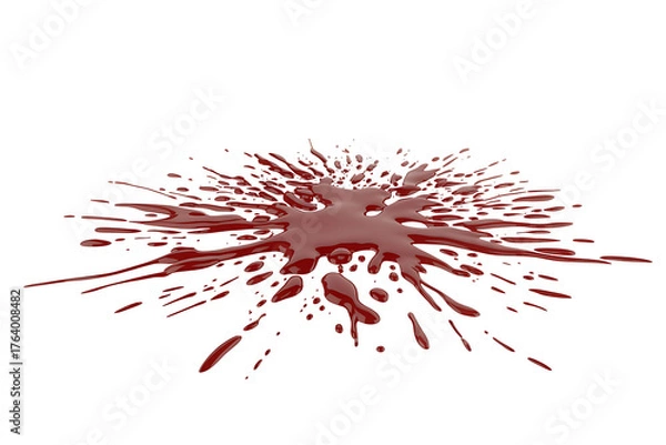 Fototapeta A splash of crimson liquid bursts outwards, creating a dynamic and unsettling visual effect.