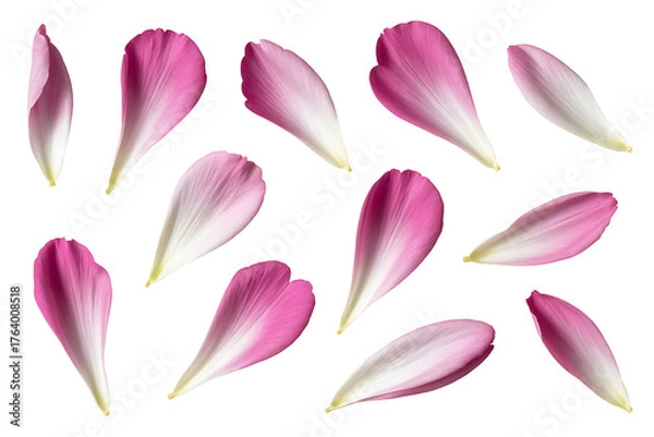 Fototapeta Delicate pink petals gently scattered, creating a soft, floral, and serene visual composition.