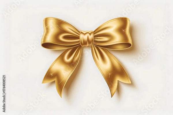 Fototapeta Elegant golden bow sits gracefully, symbolizing celebration, luxury, and a touch of refinement.