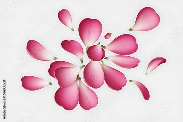 Fototapeta Vibrant pink petals delicately scattered, creating a soft, floral, and elegant composition.