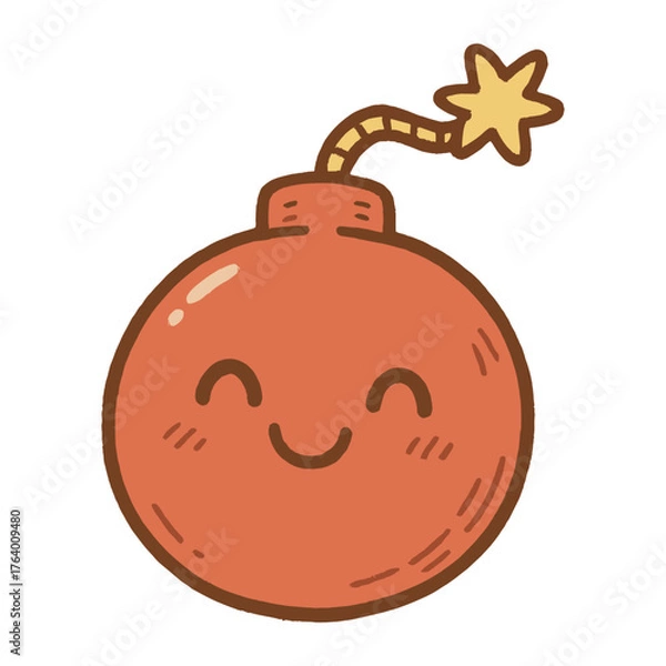 Fototapeta Cute smiling cartoon bomb vector