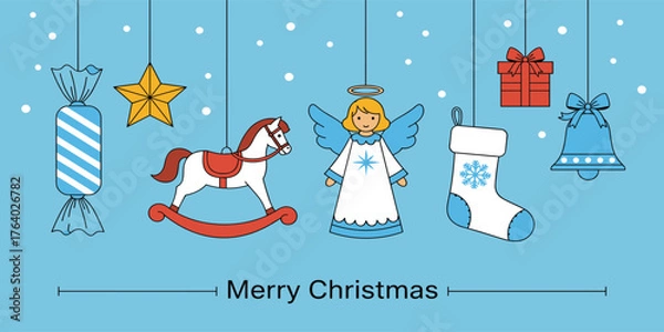 Fototapeta Christmas Decorations A Festive Array of Ornaments for the Holiday Season, Including Angel and Gift