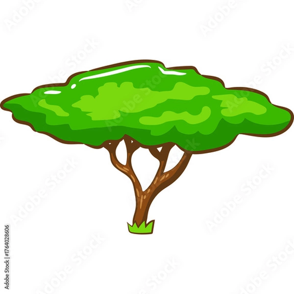Obraz Pixel Art Tree With Lush Green Canopy And Brown Trunk On A Transparent Background Vibrant Simple Illustration Of Nature And Outdoors