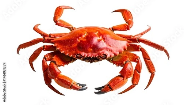 Fototapeta Delicious Cooked Crab Isolated on White Background Seafood Cuisine Concept.