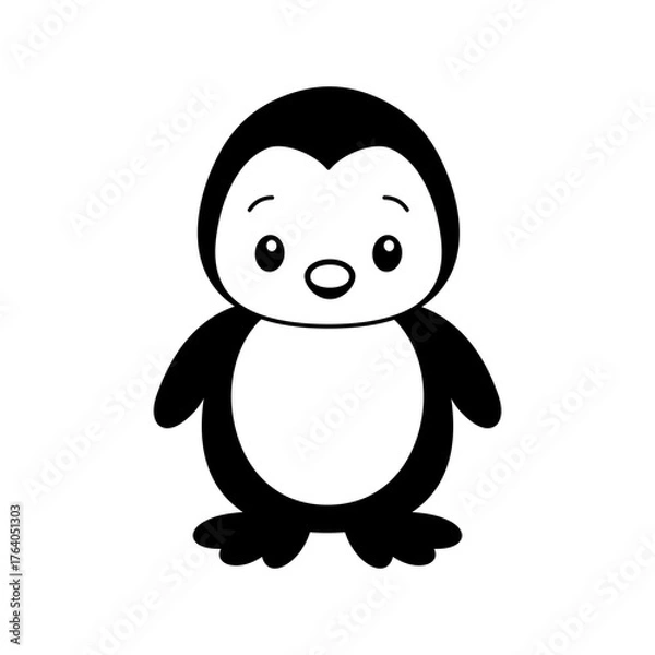 Fototapeta Cute cartoon Penguin coloring book illustration vector design templates simple and modern
