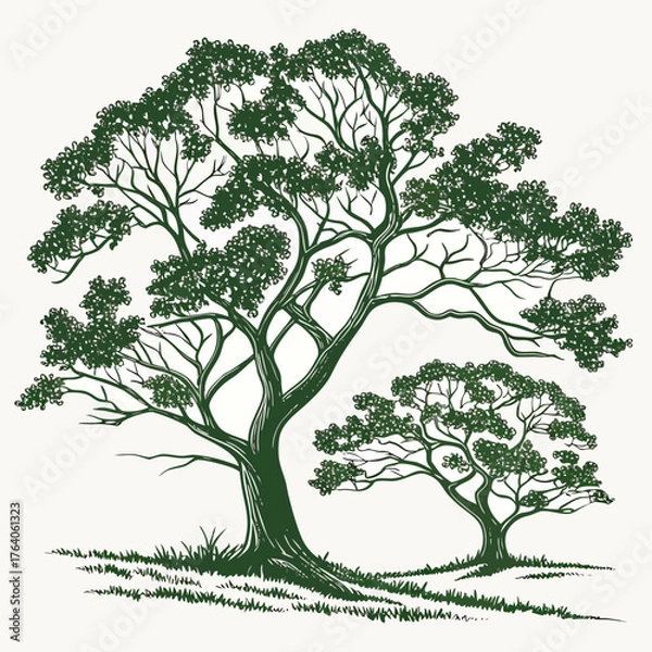 Obraz Nature twin print on white background