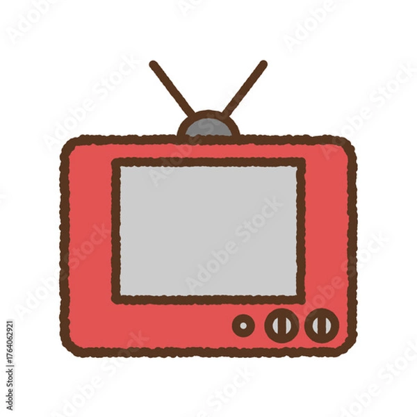 Fototapeta 手書き風の単品アイコンイラスト　ブラウン管テレビ