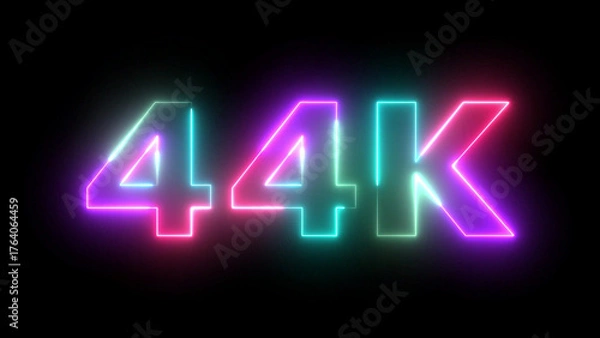 Obraz Neon Light 44K Counter on Black Background Bright Glowing Numbers Vibrant Celebration