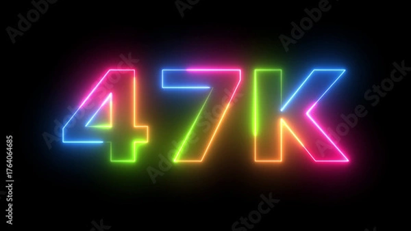 Obraz 47K Neon Light Celebration on Black Background Vibrant Glowing Counter Numbers