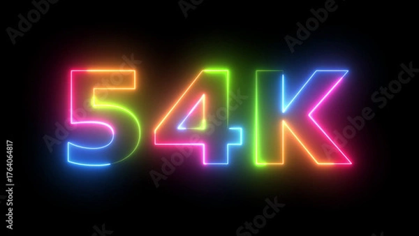 Obraz 54K Neon Light Display Colorful Glowing Text on Dark Background Live Stream Counter