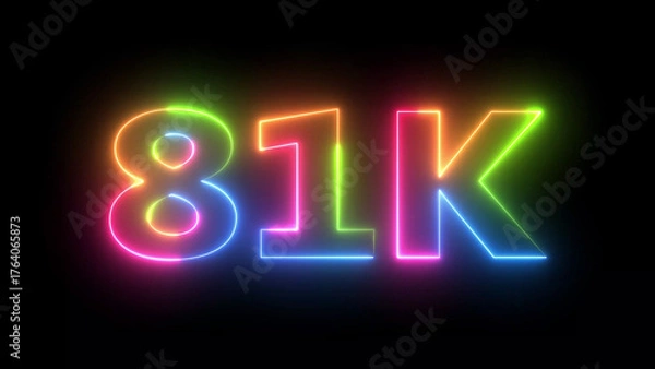 Obraz 81K Neon Light Counter Fluorescent Gradient Glow Animation Black Background Vibrant Digits