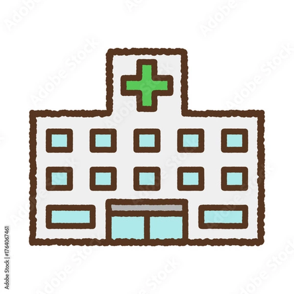 Fototapeta 手書き風の単品アイコンイラスト　病院