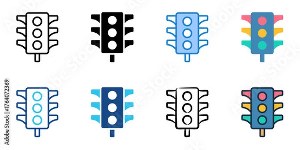 Fototapeta Traffic light icon set multiple style collection 
