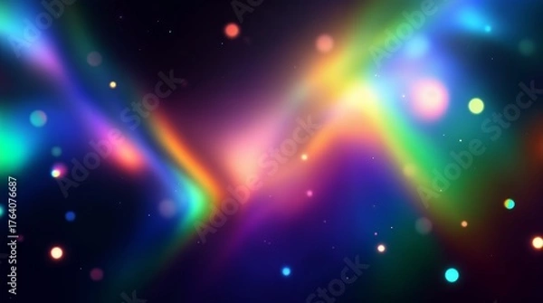 Fototapeta 虹色にぼやけた光と玉ボケの背景