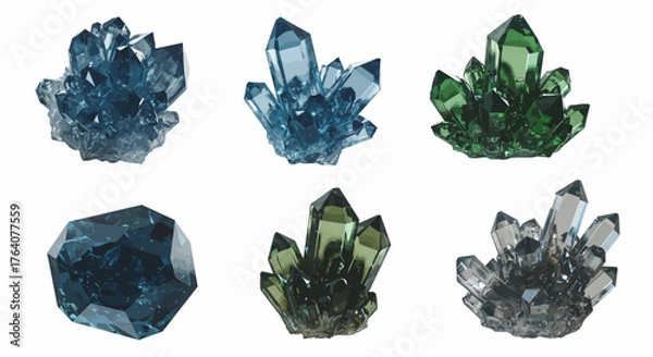 Fototapeta Assorted Crystal Formations - A Study in Color and Structure.