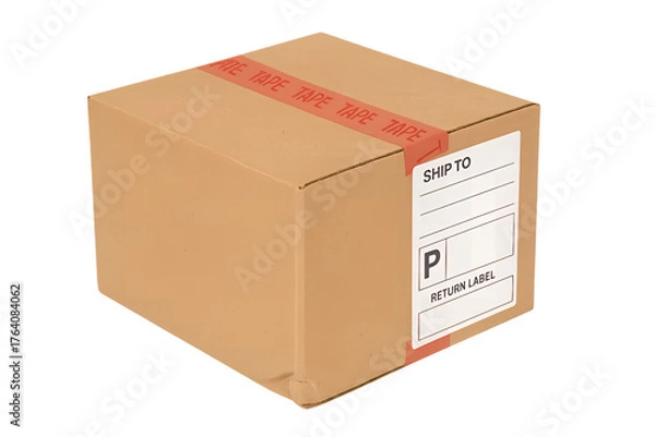 Fototapeta parcel cardboard box on white background