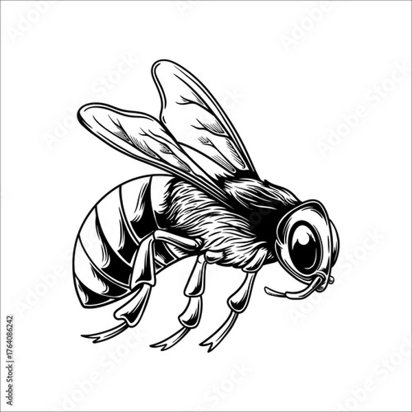 Obraz honey bee silhouette vector hand drawn