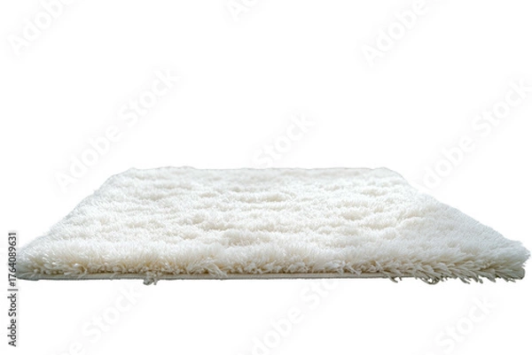 Obraz Soft, white, rectangular shag rug, side view