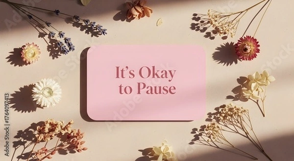 Fototapeta motivation words for self care Emotional Wellness and Mental Health Concept