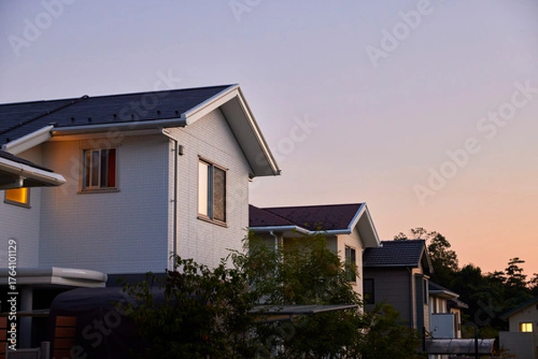 Obraz 夕方の住宅地の家並