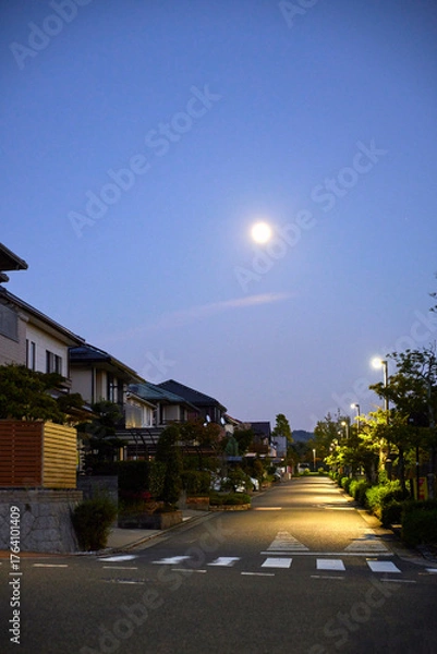 Obraz 夜の静かな住宅街の家網