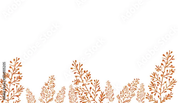 Fototapeta Autumn Orange Glitter Twig and Berries Bottom Border