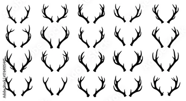 Obraz Vector art of set of deer antlers