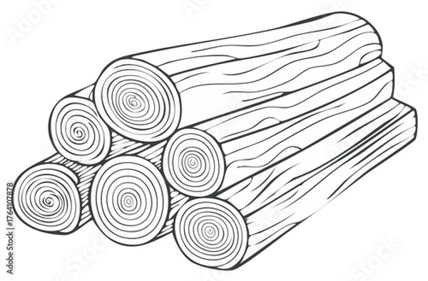 Obraz Stacked Firewood Illustration Log Pile Timber Woodpile Logs Firewood Stacked