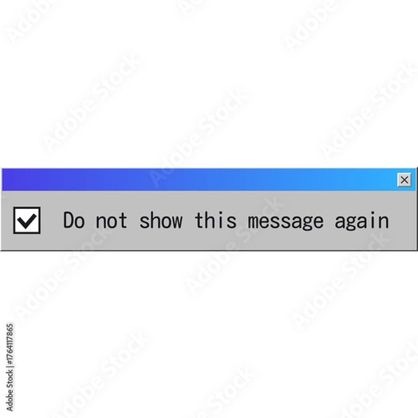 Fototapeta Retro Computer Dialog Box With Checkbox For Do Not Show This Message Again Option On Transparent Background