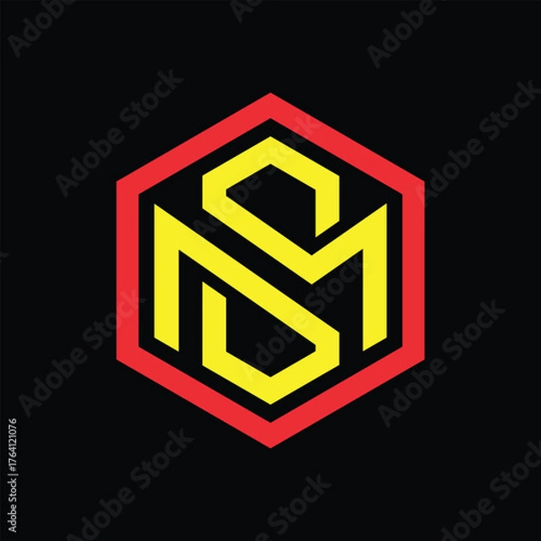 Fototapeta Initial letter sm, ms creative monogram logo design