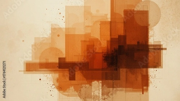 Fototapeta Abstract Overlapping Translucent Geometric Shapes in Warm Earth Tones