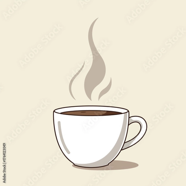 Fototapeta Steaming Cup of Coffee Illustration with Smoke.