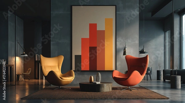 Fototapeta Stylish office space featuring chart symbolizing optimism growth and business prosperity