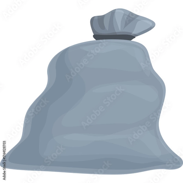 Fototapeta Gray Garbage Bag with Closed Top on a White Background