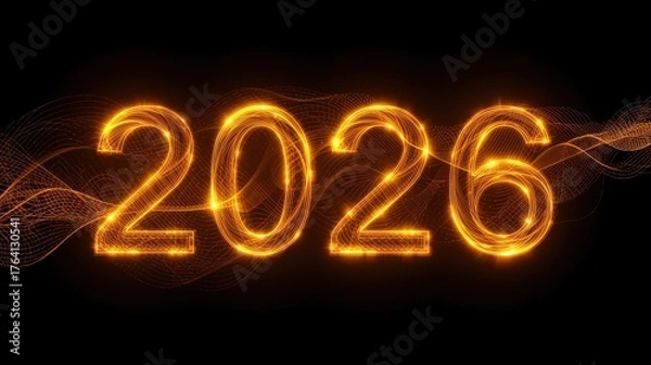 Obraz Dynamic data flow wallpaper for 2026 futuristic concept in a digital environment