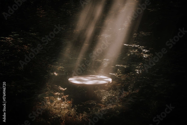 Obraz 陽光のスポットライトに浮かび上がるテーブル