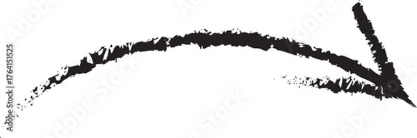 Fototapeta Grunge Curved Arrow Brush Stroke Vector Isolated on White Background