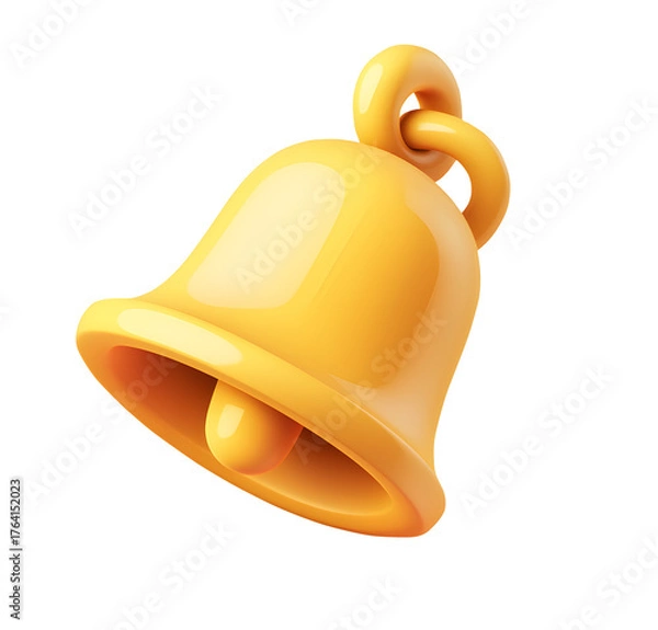 Fototapeta A 3D featuring a simple bell design with gold and white gradient colors ,isolated on a white background