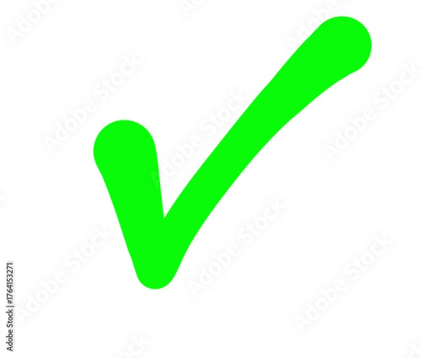 Fototapeta Bright green check mark against a for approval symbol on transparent background