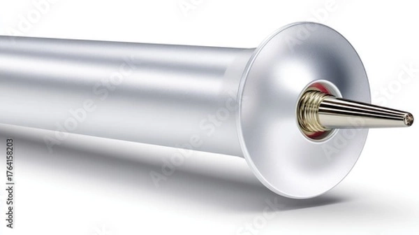 Fototapeta High-Resolution Close-Up of a Precision Syringe Tip and Plunger for Medical and Laboratory Use