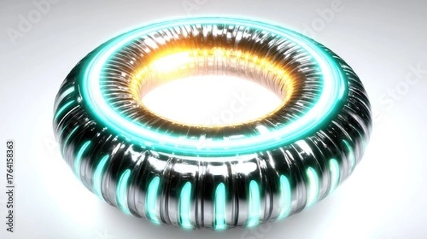 Fototapeta Futuristic Glowing Abstract Ring with Neon Highlights for Technology and Science Concept Imagery
