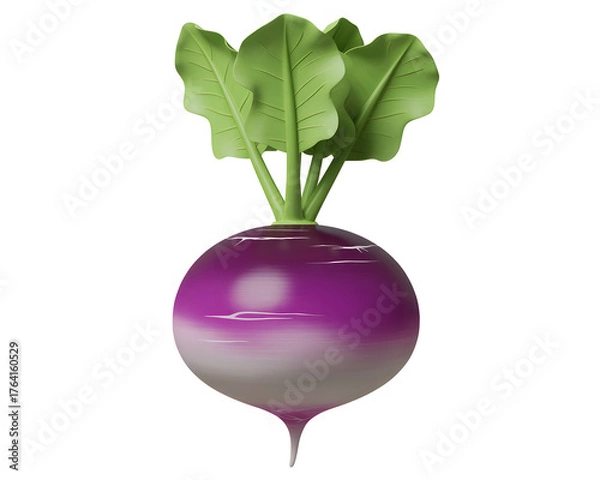 Fototapeta Vibrant, fresh turnip with lush green leaves, perfect for healthy eating and culinary inspiration, ready for your next project.