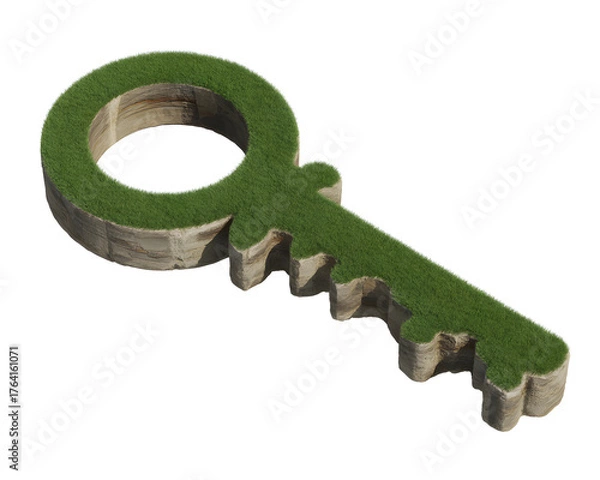 Fototapeta Unlock sustainable solutions with this unique grass key concept symbolizing growth and environmental innovation
